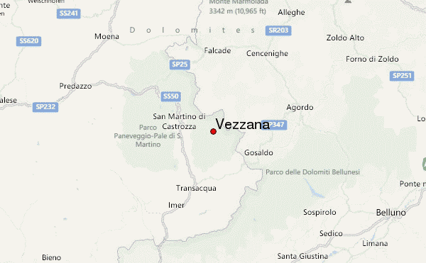 Vezzana Location Map