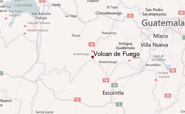Volcán de Fuego Location Map