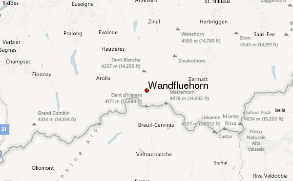 Wandfluehorn Location Map