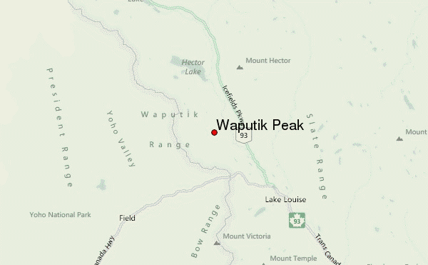 Waputik Peak Location Map