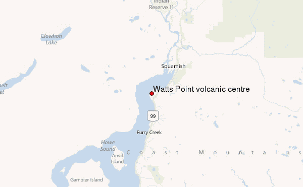Watts Point volcanic centre Location Map