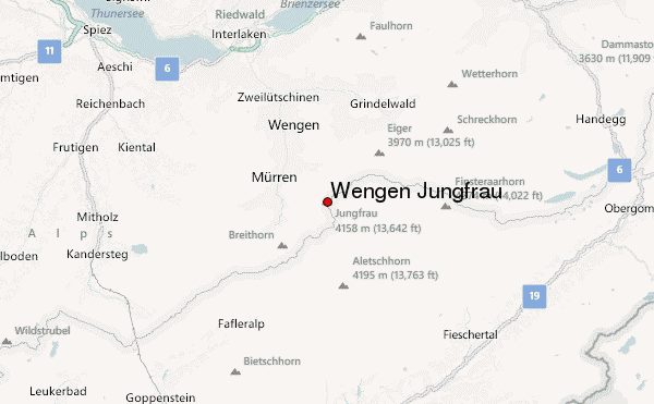 Wengen Jungfrau Location Map