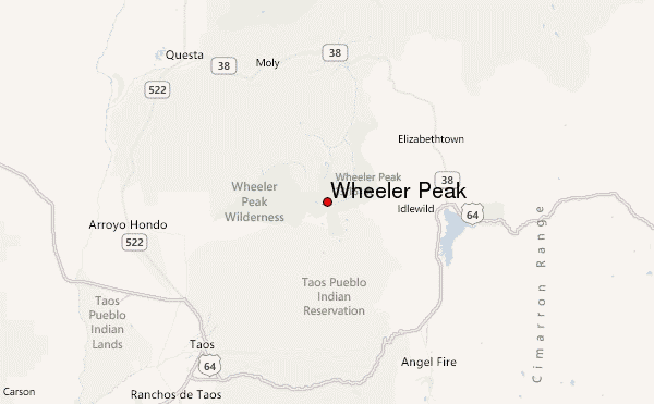 Wheeler Peak Location Map