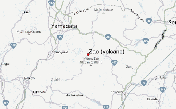 Zao (volcano) Location Map