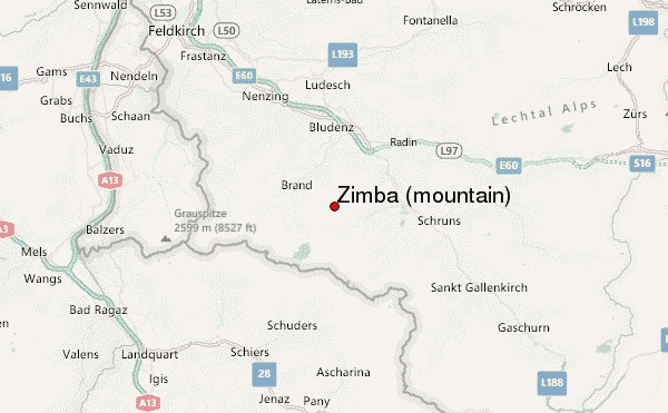 Zimba (mountain) Location Map
