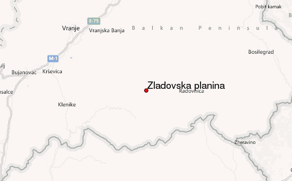 Zladovska planina Location Map