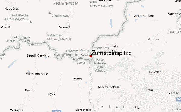 Zumsteinspitze Location Map