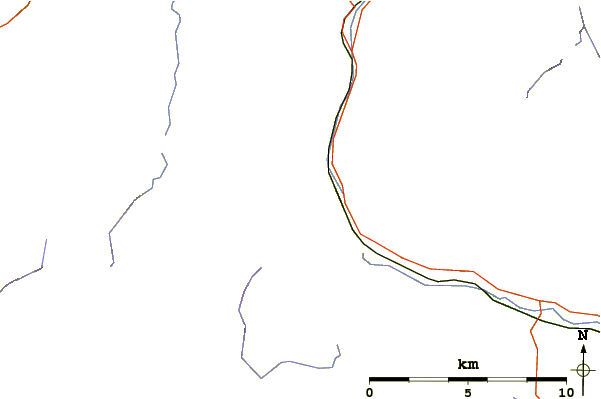 Roads and rivers around A' Mharconaich