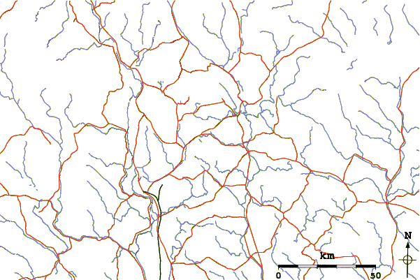 Roads and rivers around Aakenustunturi