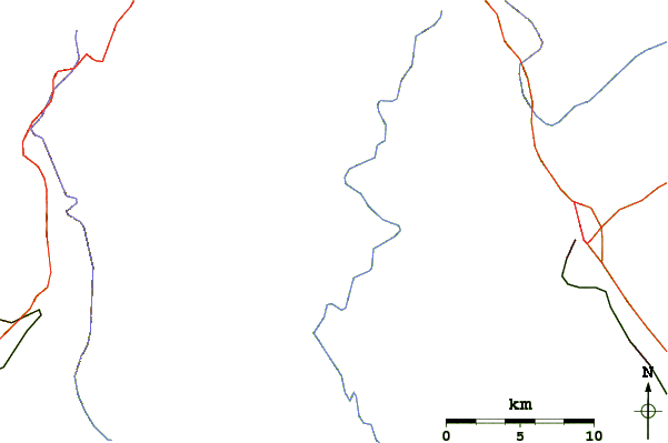 Roads and rivers around Adams Mountain