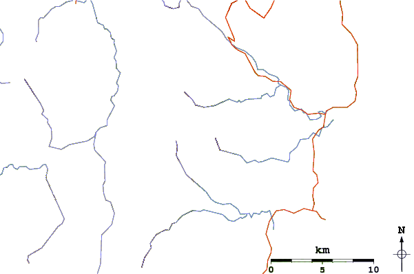 Roads and rivers around Adamsons Peak