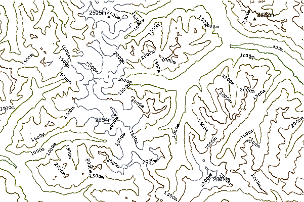 Mountain peaks around Agnes Mountain