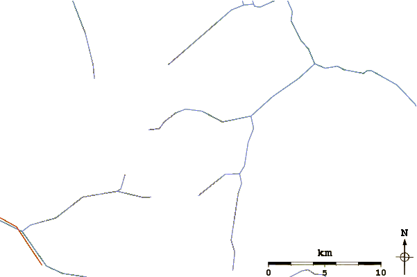 Roads and rivers around Agnes Mountain