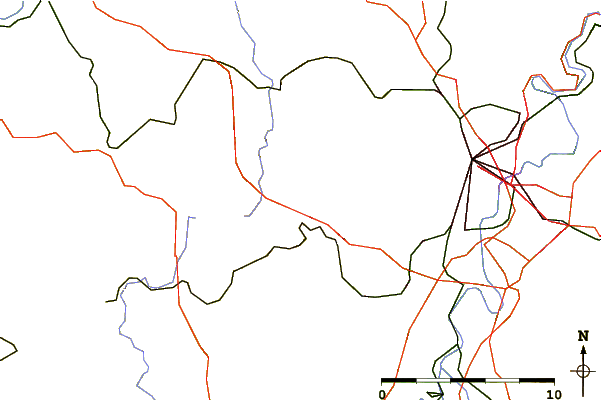 Roads and rivers around Ahrensberg (Habichtswald)