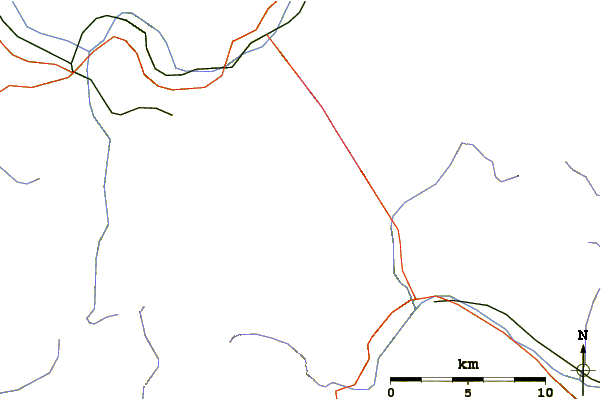 Roads and rivers around Aiguille Blanche De Peuterey