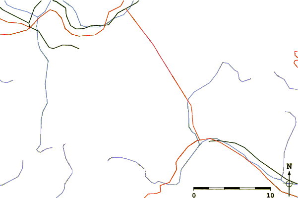 Roads and rivers around Aiguille Noire de Peuterey