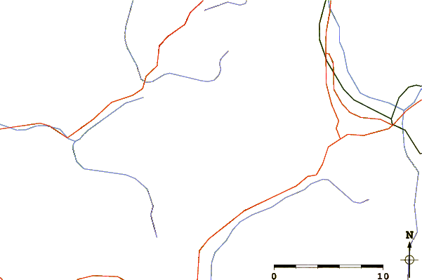 Roads and rivers around Aiguille de Borderan