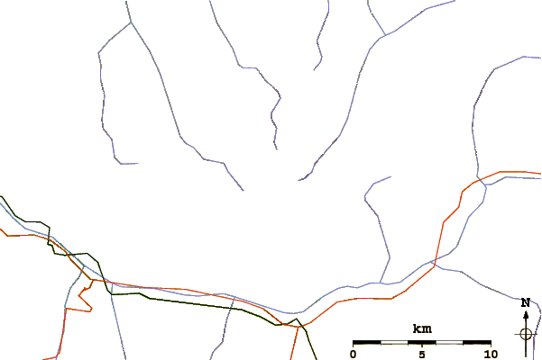 Roads and rivers around Aiguille de Peclet