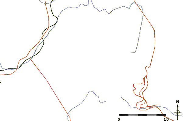 Roads and rivers around Aiguille de Triolet