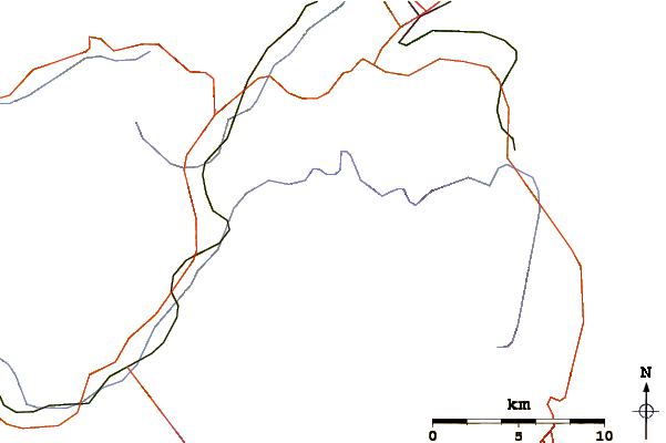 Roads and rivers around Aiguille du Pissoir