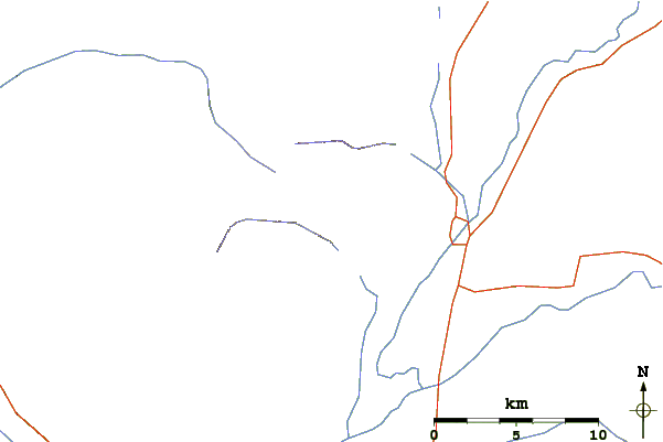 Roads and rivers around Albright Peak