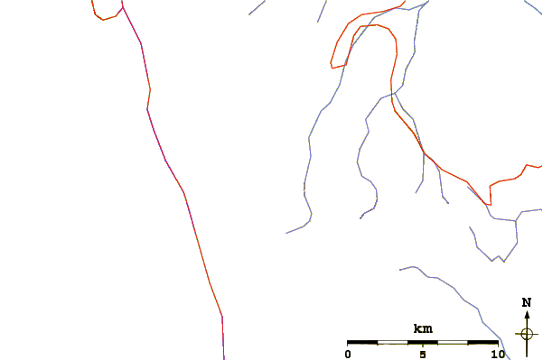 Roads and rivers around Alexandra Peak