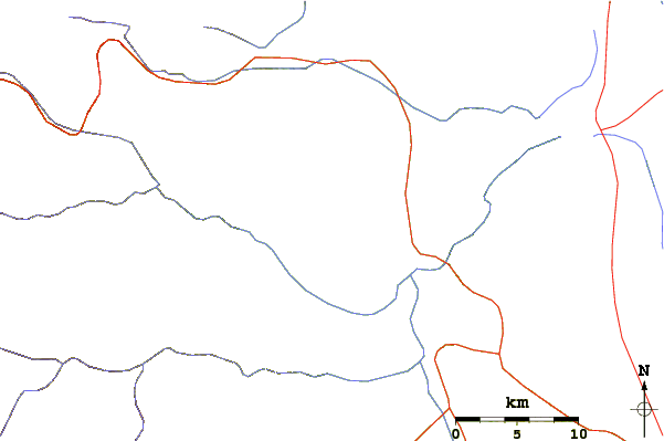 Roads and rivers around Alid Volcano