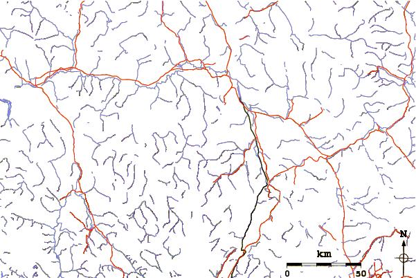 Roads and rivers around Alligator Lake