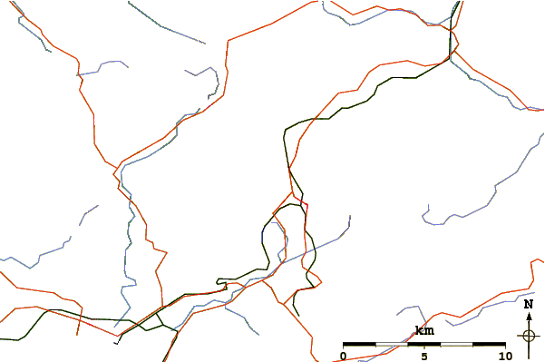 Roads and rivers around Allt-fawr