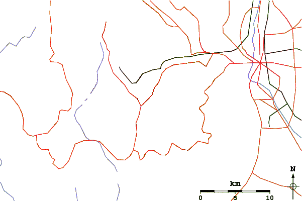 Roads and rivers around Almagre Mountain