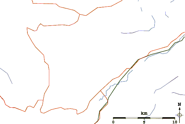 Roads and rivers around An Ruadh-stac