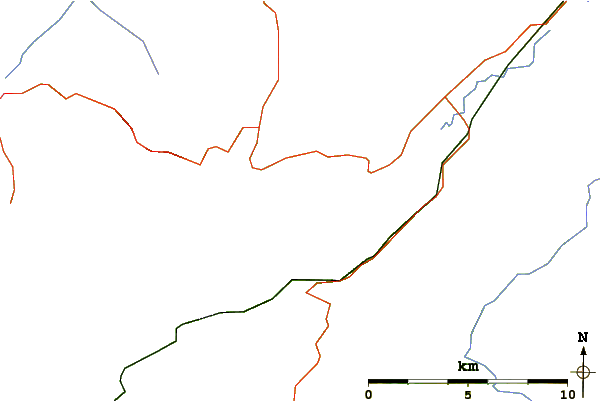 Roads and rivers around An Sgurr (Lochcarron)