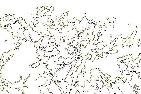 Mountain peaks around Anaimalai Hills