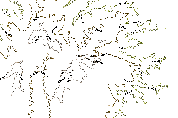 Mountain peaks around Ancua