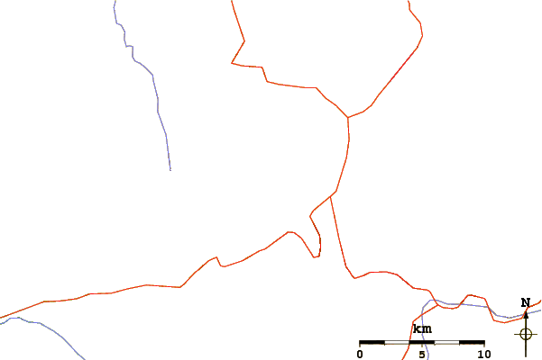 Roads and rivers around Angora Peak