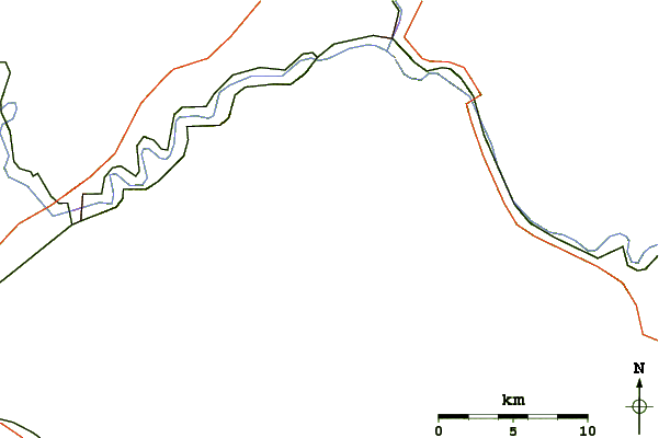 Roads and rivers around Apple Orchard Mountain