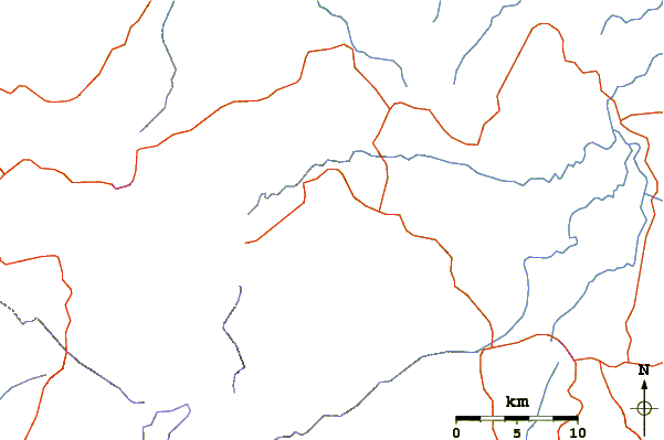 Roads and rivers around Arenal Volcano