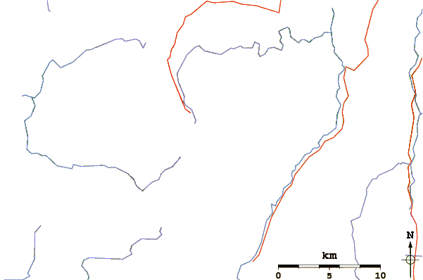 Roads and rivers around Artillery Knob