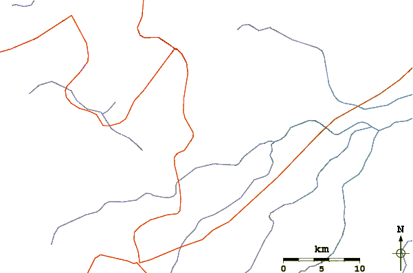 Roads and rivers around Asseb Volcano