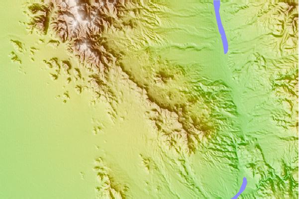 Surf breaks located close to Aubrey Peak (Hualapai Mountains)