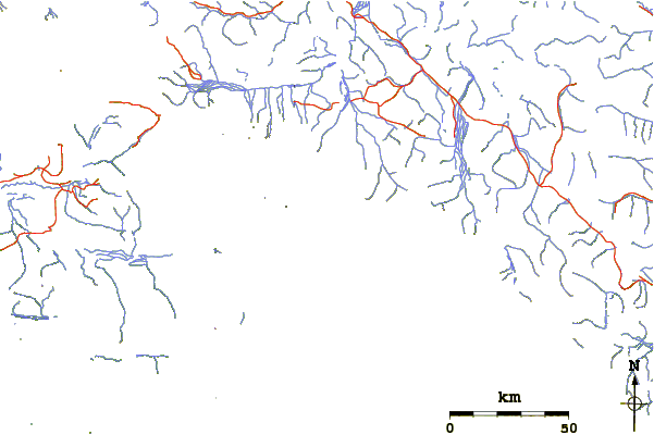 Roads and rivers around Avalanche Peak (Yukon)