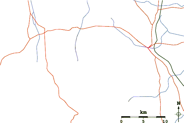 Roads and rivers around Baba Mountain, Macedonia