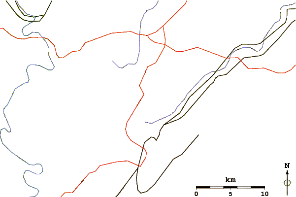 Roads and rivers around Backbone Mountain