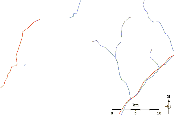 Roads and rivers around Bacon Peak