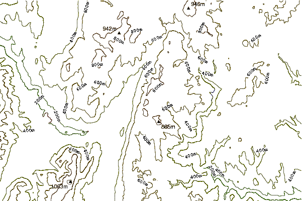 Mountain peaks around Bakke Mountain