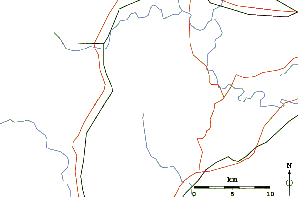 Roads and rivers around Bald Peak