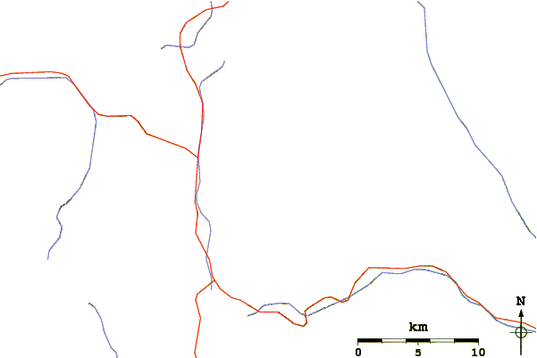 Roads and rivers around Baldy Mountain (Colfax County, New Mexico)