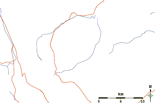 Roads and rivers around Banded Peak