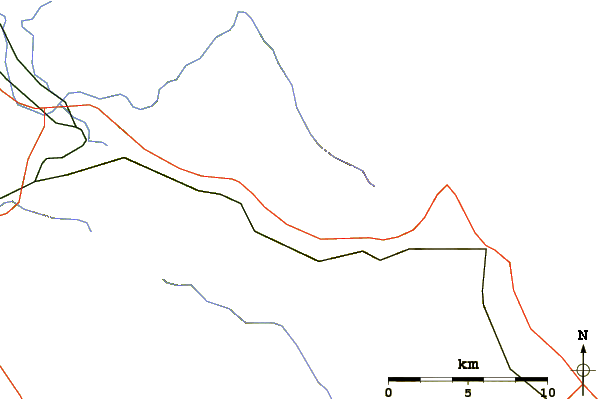 Roads and rivers around Bandera Mountain