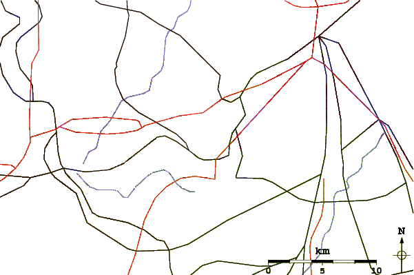 Roads and rivers around Bardon Peak